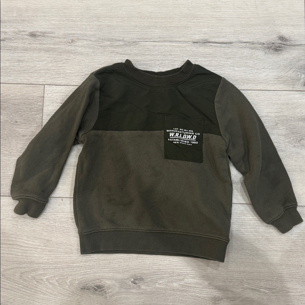 Olive Green Sweatshirt with Pocket 2-4T